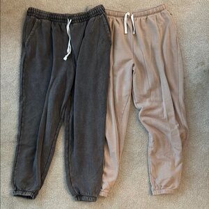 So Woman’s Cozy Jogger Pants - Gray and Tan. Size large